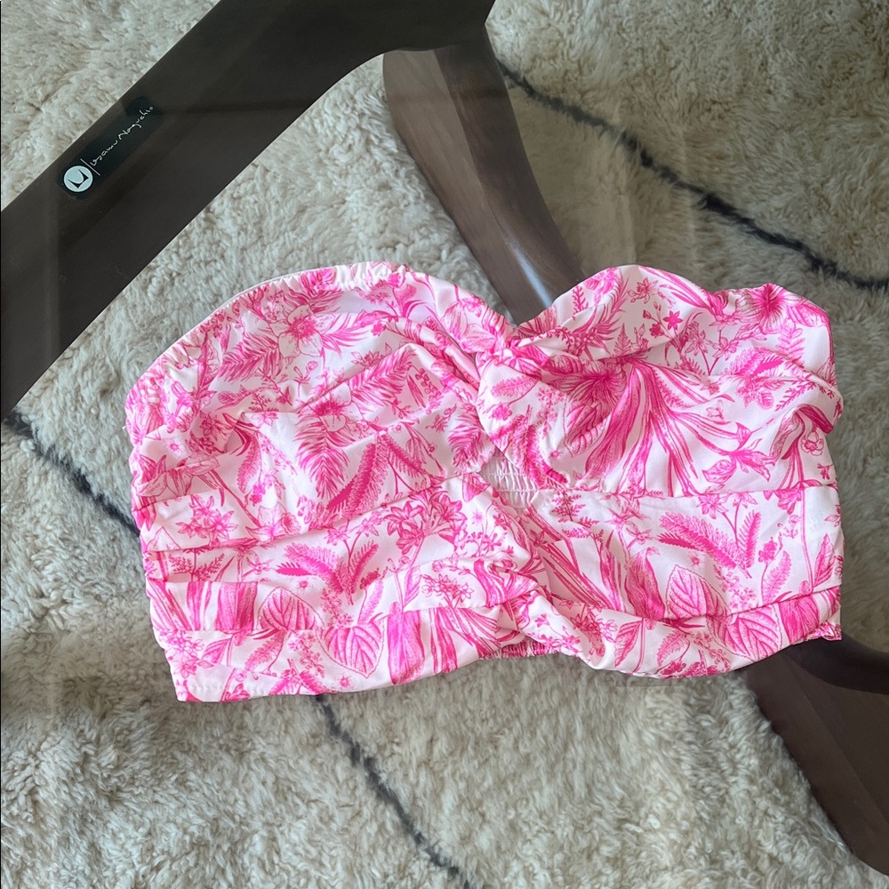 Woman’s Strapless Tank Top - Pink/ White Floral